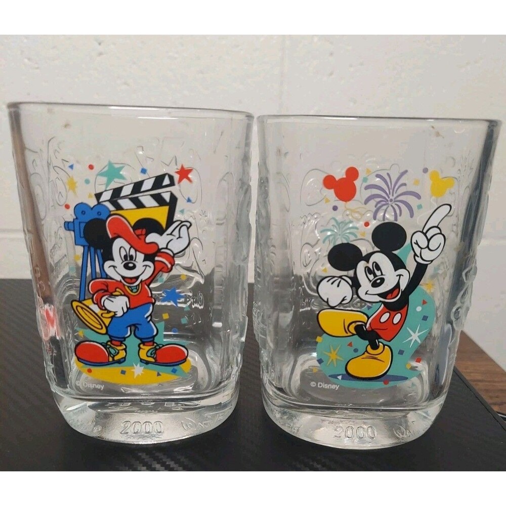Two Vintage 2000 McDonald’s Walt Disney Glasses Featuring Mickey Mouse